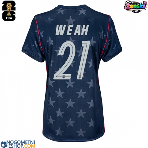 Ženski Nogometni dresi Združene države Timothy Weah #21 Gostujoči SP 2026 Kratek Rokav